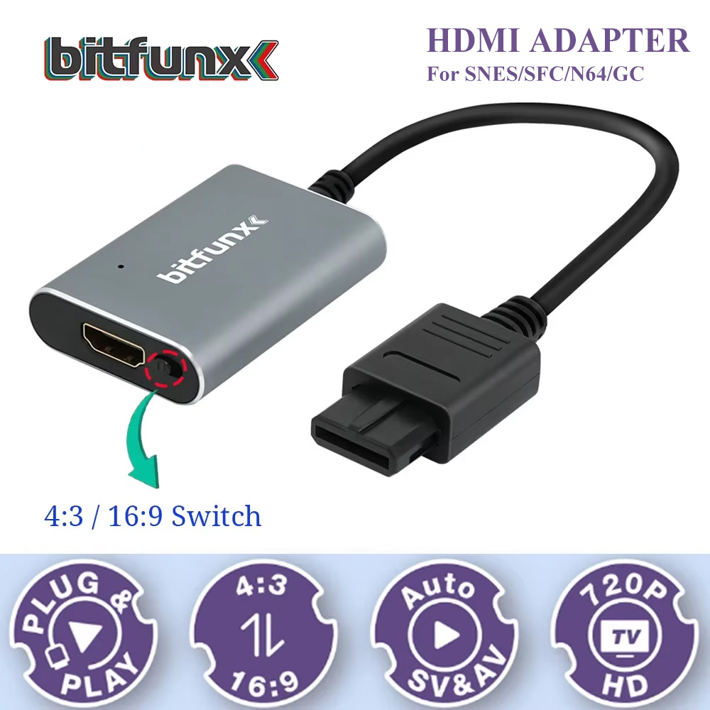 Gaming Console In Tv - Bitfunx 720P Svideo/AV to HDMI アダプター