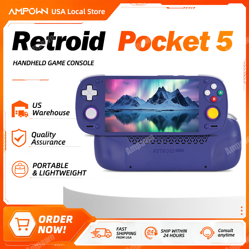 Gaming Console Under 5000 - Retroid Pocket 5 RP5：5.5インチAMOLEDディスプレイ搭載、2.5Dシームレスガラス、3Dホール効果ジョイスティック、交換可能なボタン、Android 13搭載、携帯型レトロゲーム機。