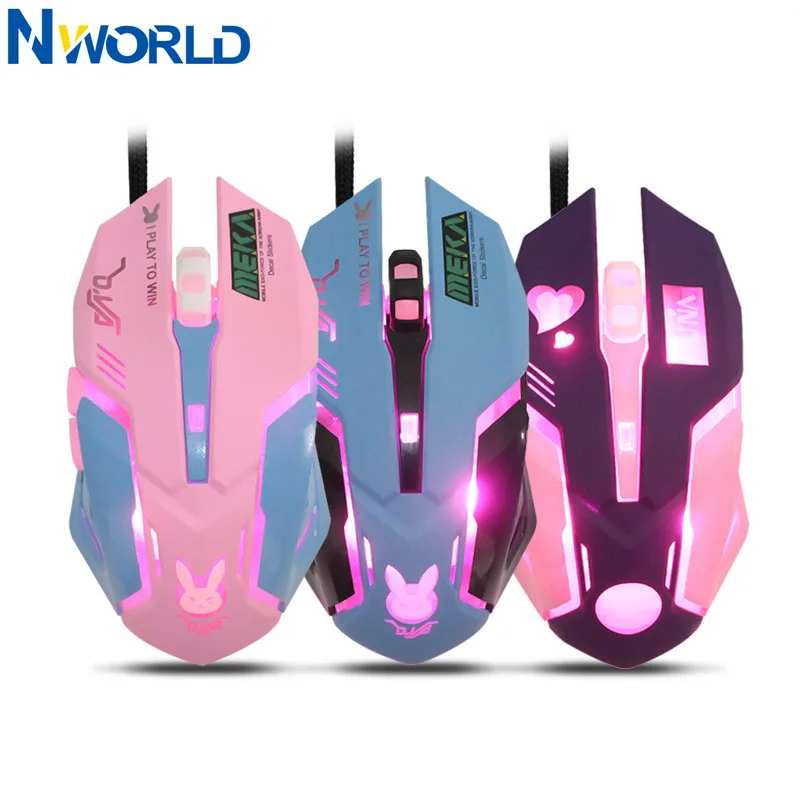 Gaming Console Buttons - OW 6ボタン ブリージングLEDバックライト ゲーミングマウス D.VA リーパー