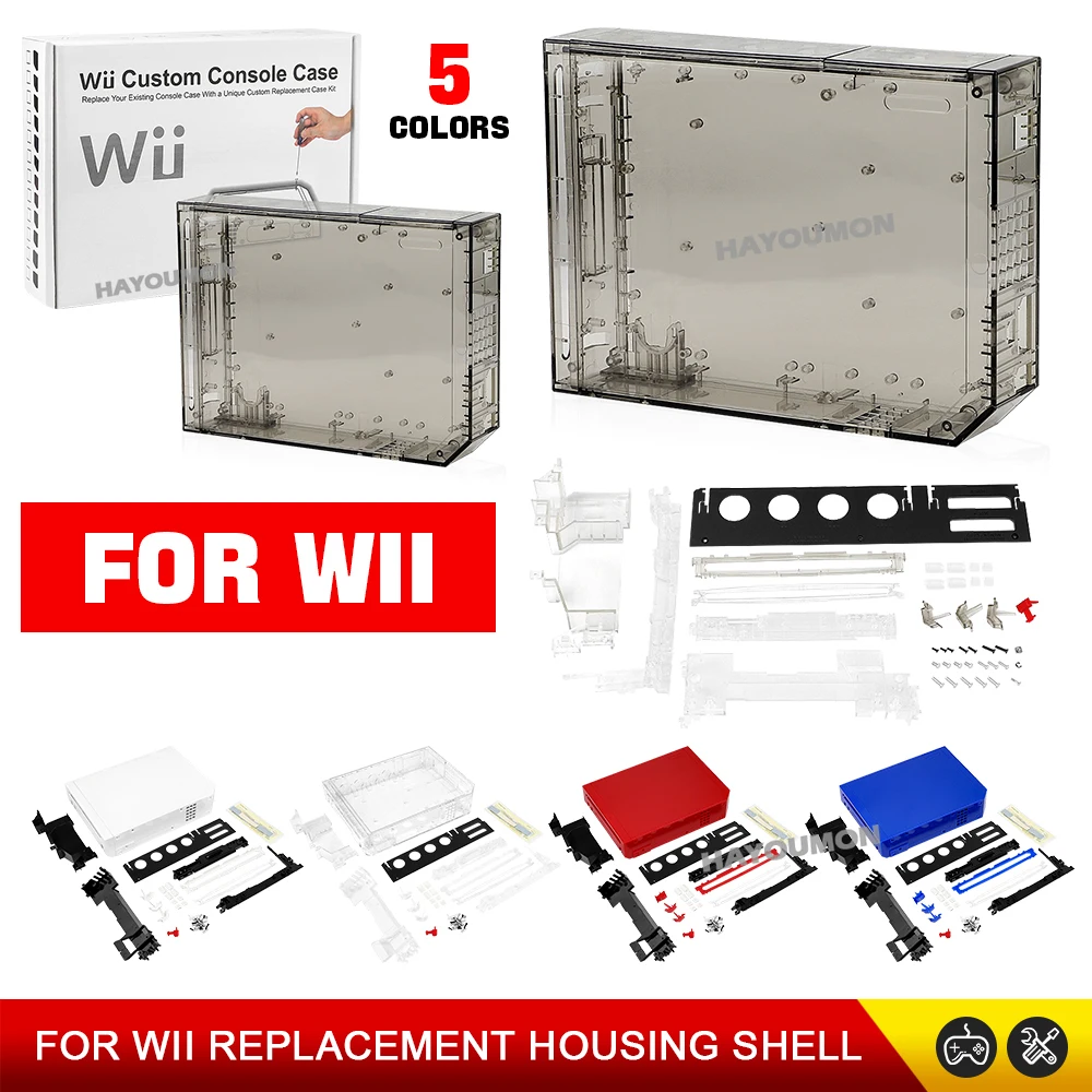 Gaming Console Buttons - WII用NEWアップグレードTRNブラックフルセット交換用ハウジングシェルケースカバー（ボタン付き）WIIコンソールケースゲームアクセサリー