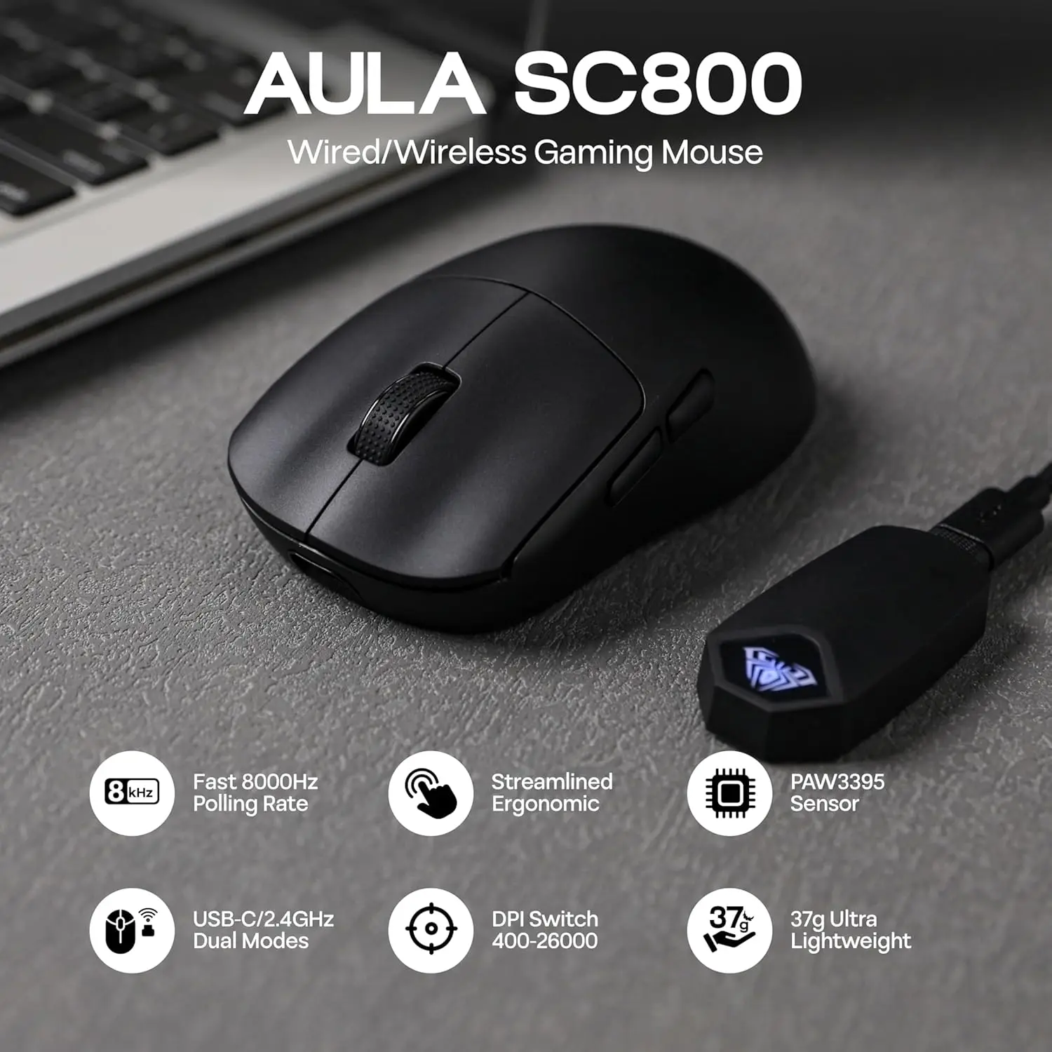 AULA SC800 ゲーミングマウス USB-C 有線/2 - Gaming Console Buttons のレビューと価格